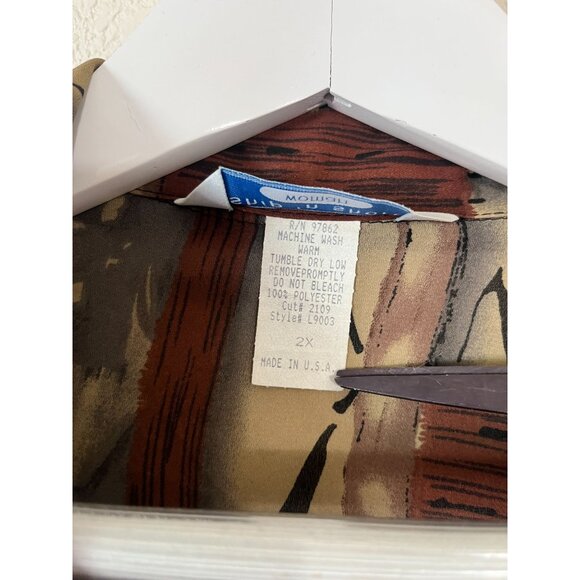 Vintage Ship N Shore Womens Geometric Button-Up Shirt 2X Brown USA Made Casual - Picture 3 of 9